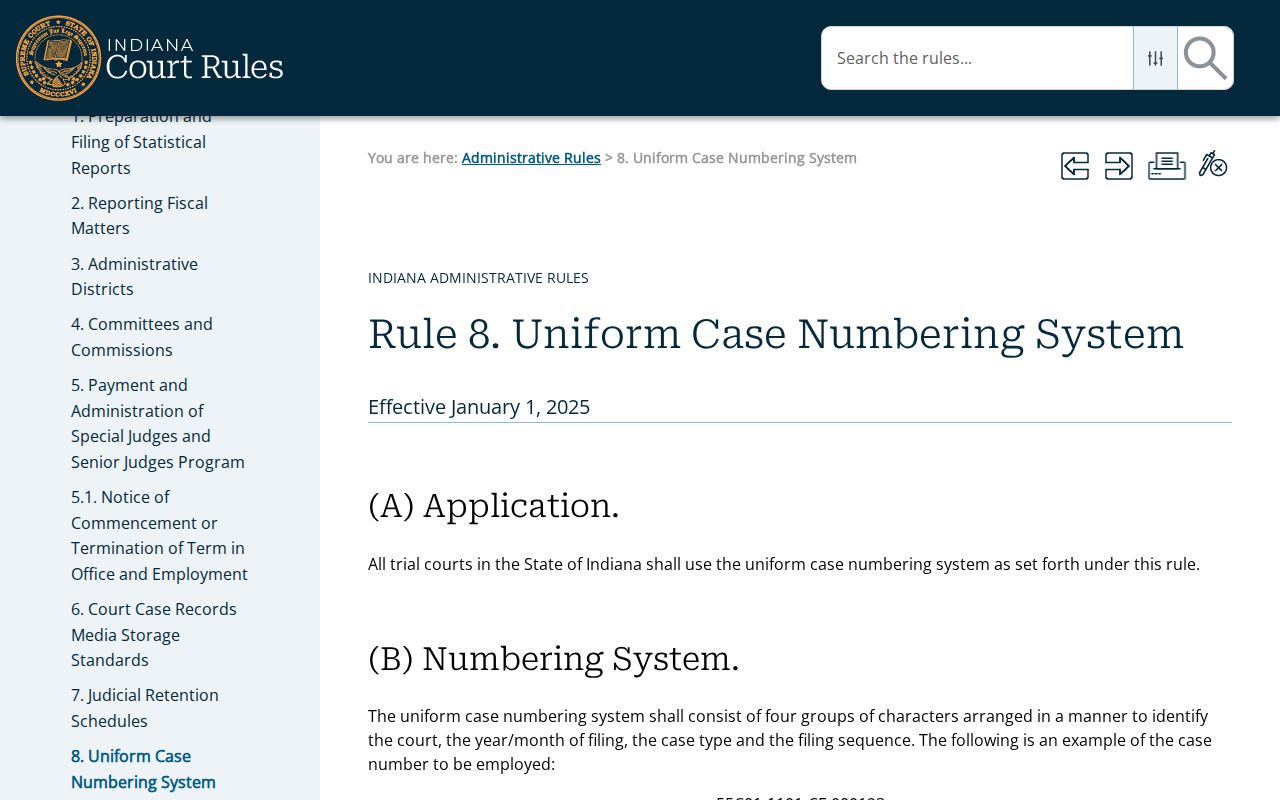 Indiana uniform criminal case numbering rule