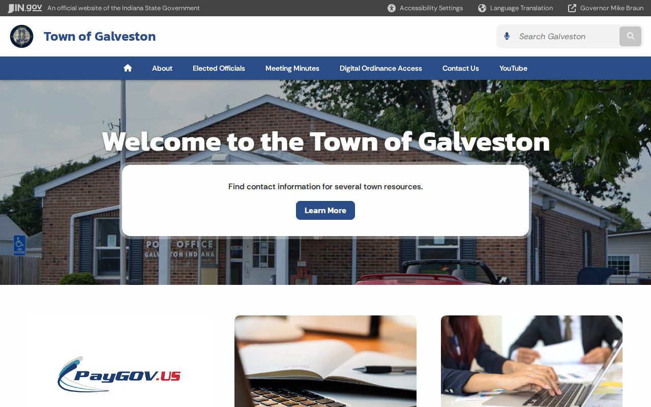 Official Galveston town government page and contact information