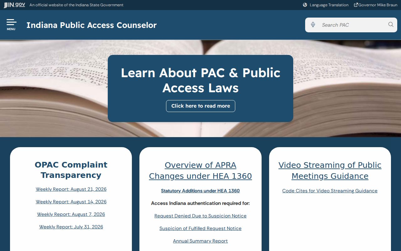 Indiana Public Access Counselor information relevant to Royal Center public records