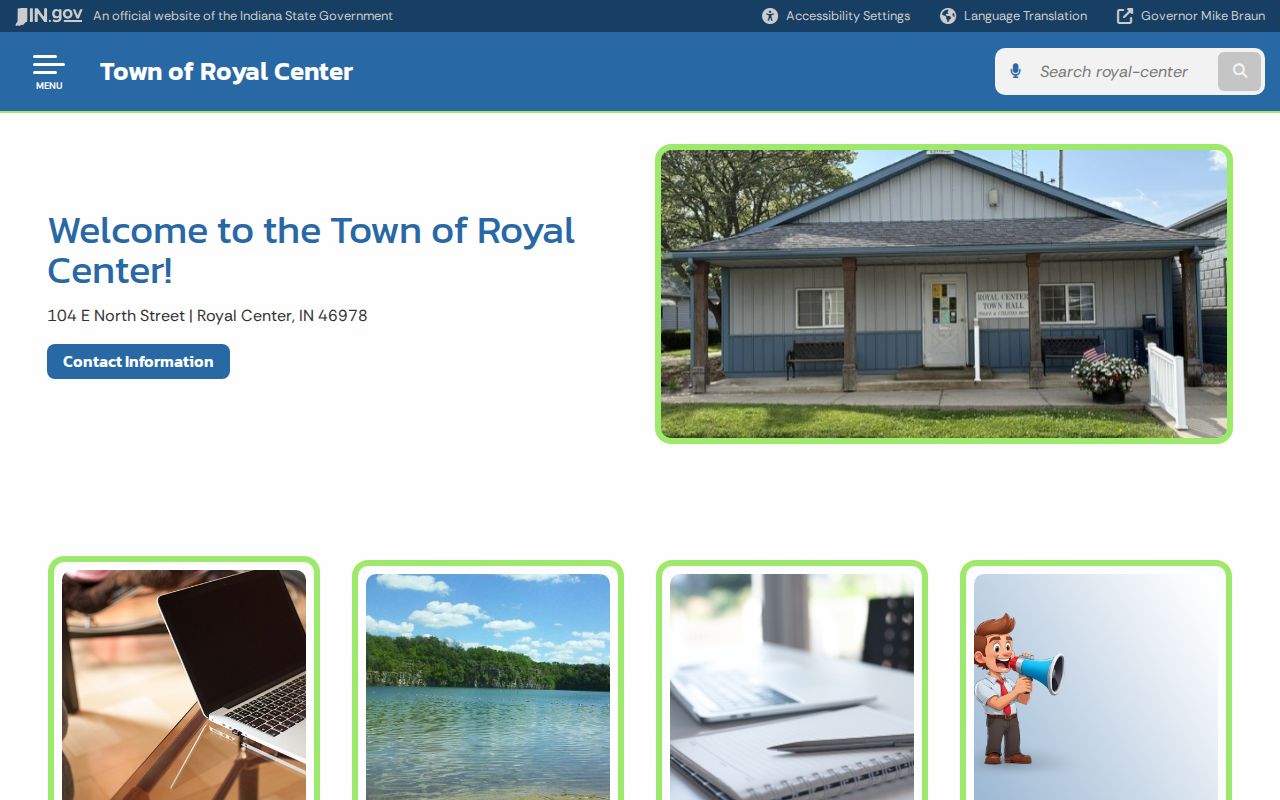 Official Royal Center town government and contact page